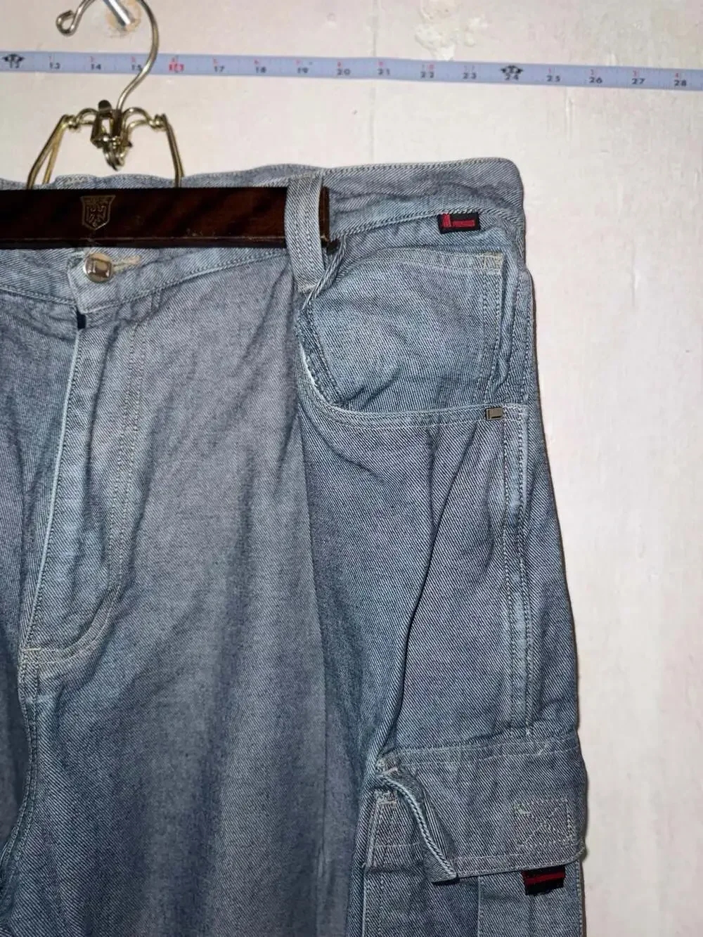 Vintage FUBU The Collection Baggy Carpenter Cargo Denim Jeans Size 42